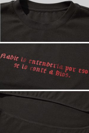 Rase le sol Spanish Quote Tee with Open Back Cutout