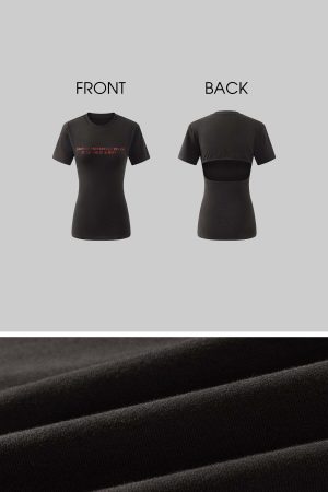 Rase le sol Spanish Quote Tee with Open Back Cutout