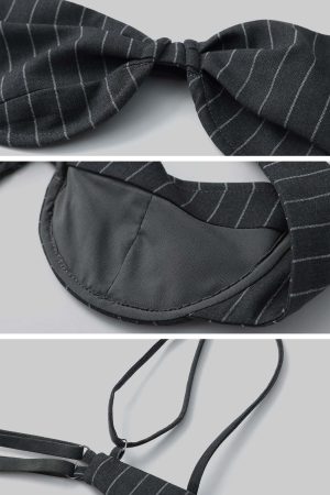 Rase le sol Striped Panel Blazer & High-Waisted Skirt Set