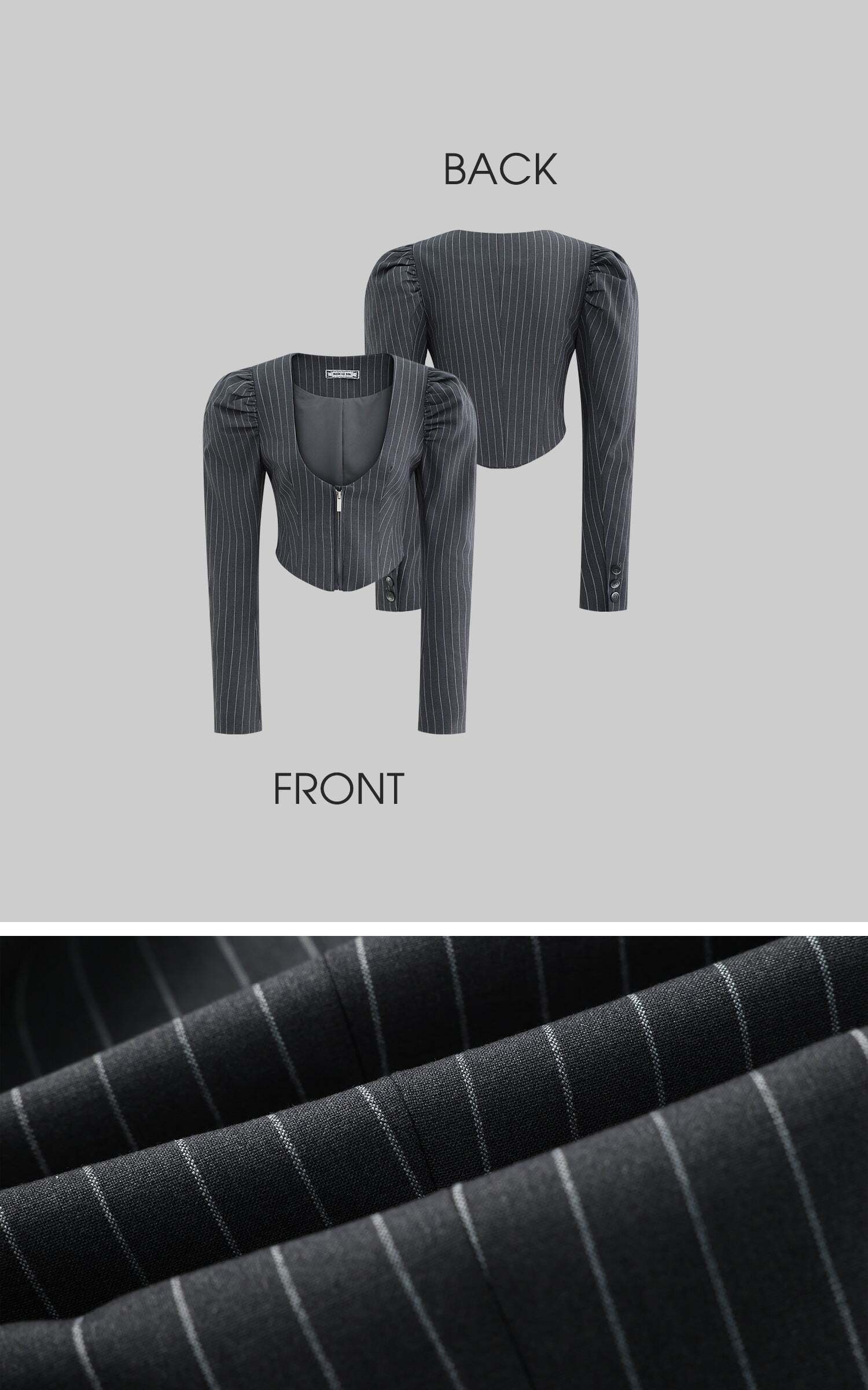 Rase le sol Striped Panel Blazer & High-Waisted Skirt Set Rase le sol Striped Panel Blazer & High-Waisted Skirt Set