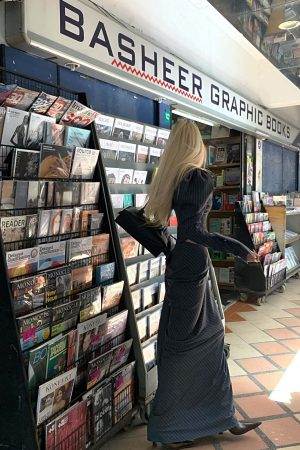 Rase le sol Striped Panel Blazer & High-Waisted Skirt Set