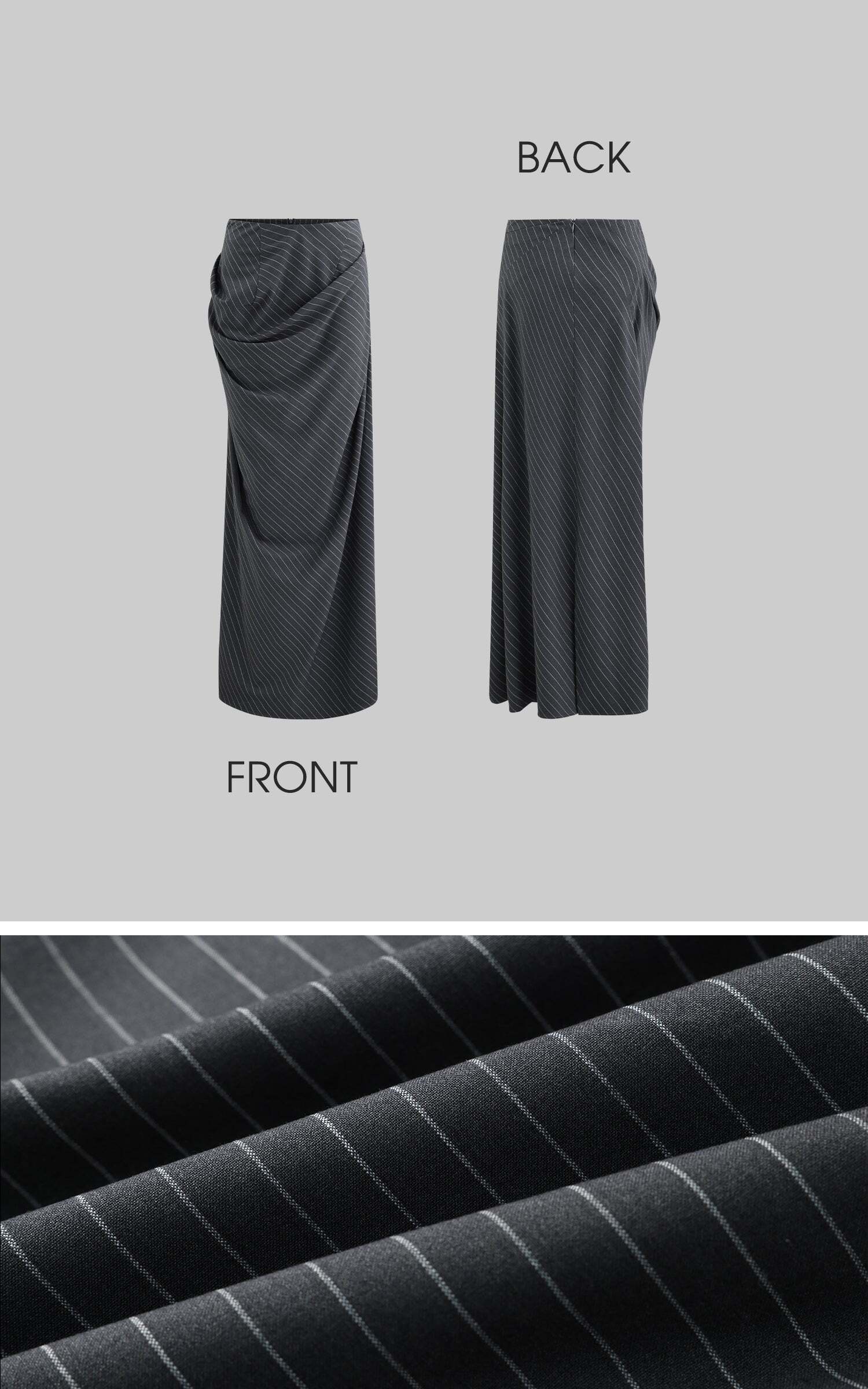 Rase le sol Striped Panel Blazer & High-Waisted Skirt Set Rase le sol Striped Panel Blazer & High-Waisted Skirt Set