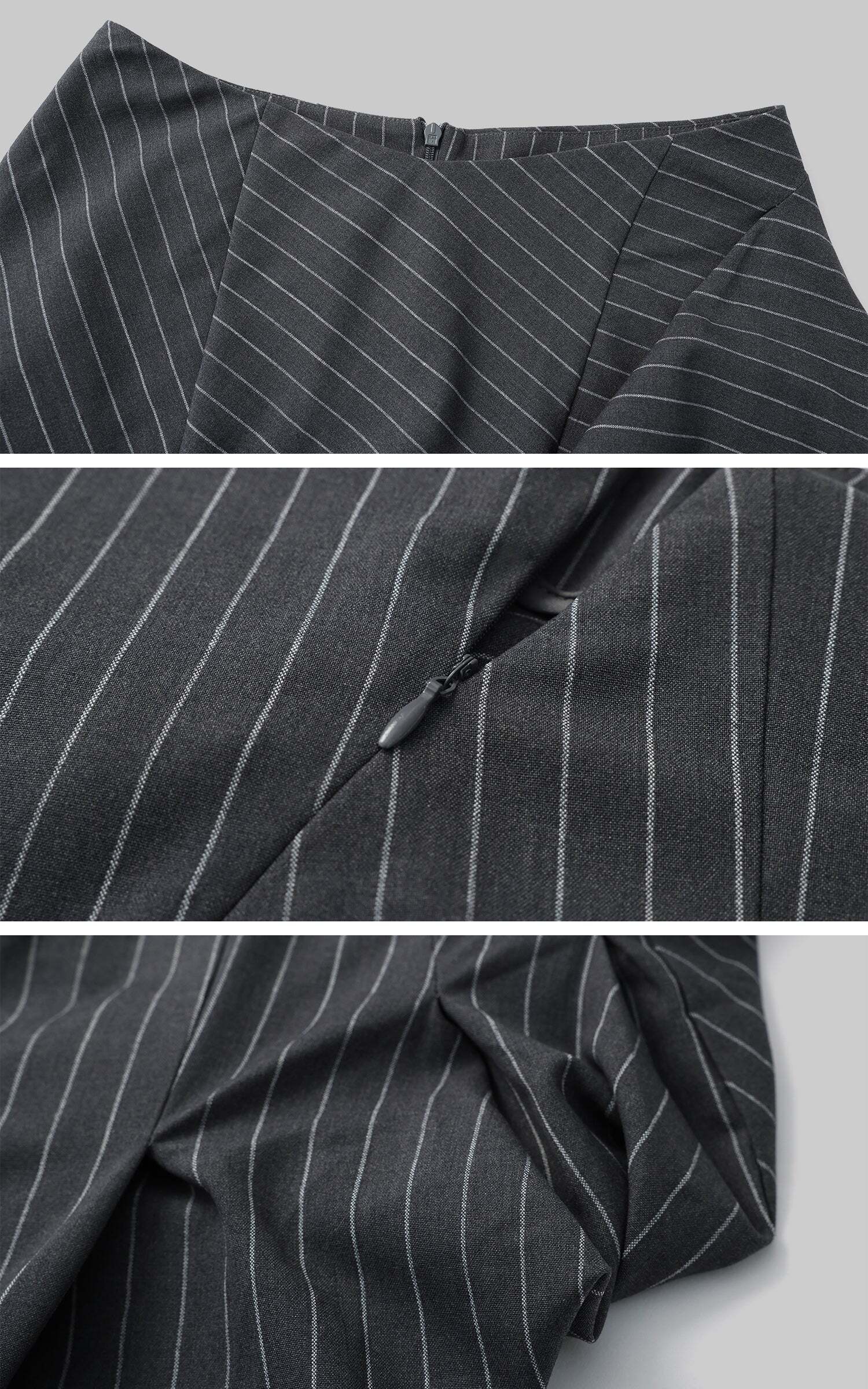 Rase le sol Striped Panel Blazer & High-Waisted Skirt Set Rase le sol Striped Panel Blazer & High-Waisted Skirt Set