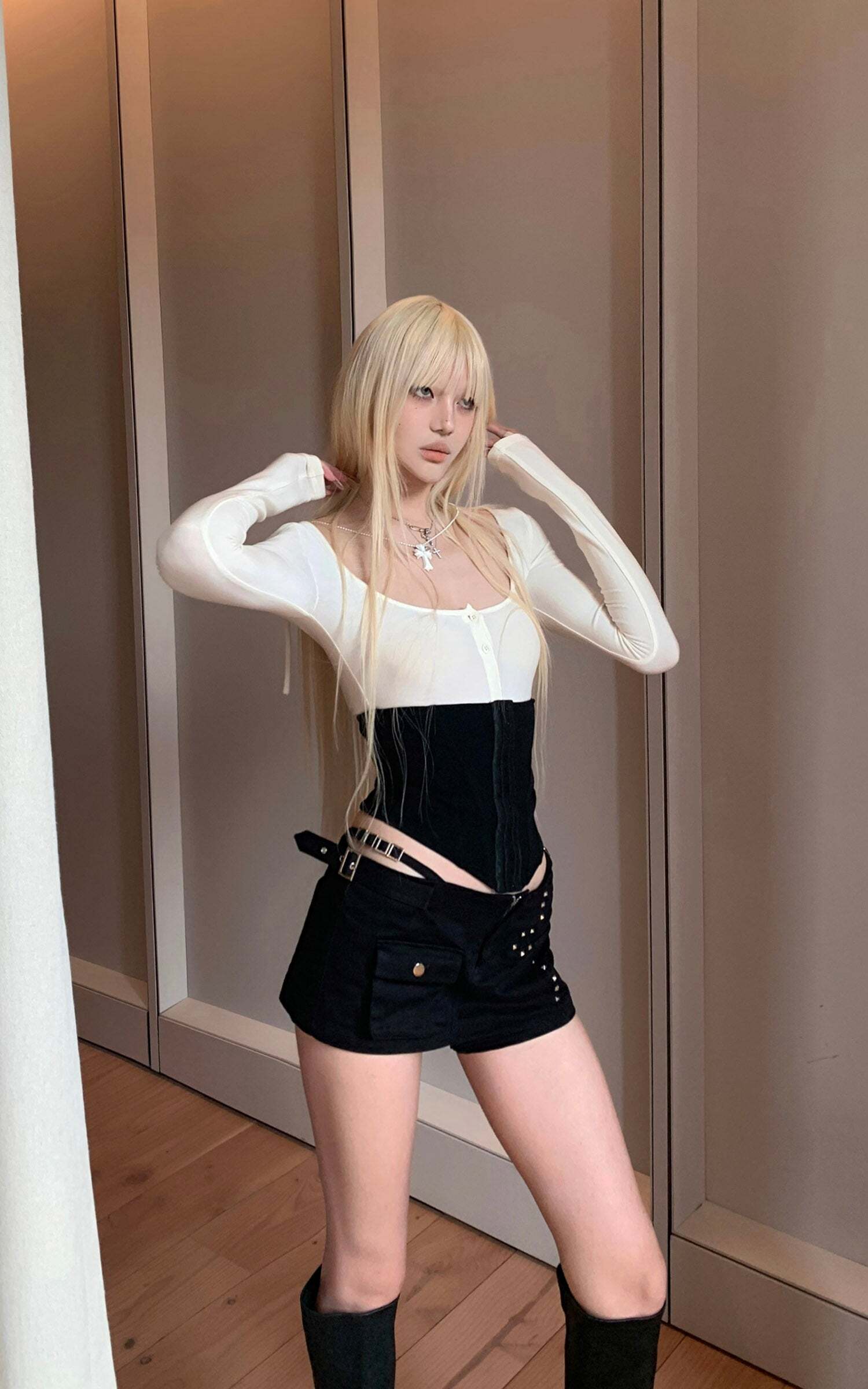 Rase le sol Studded Asymmetric Mini Skirt Rase le sol Studded Asymmetric Mini Skirt