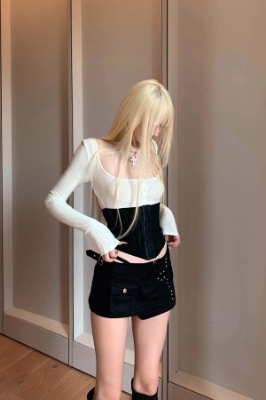 Rase le sol Studded Asymmetric Mini Skirt