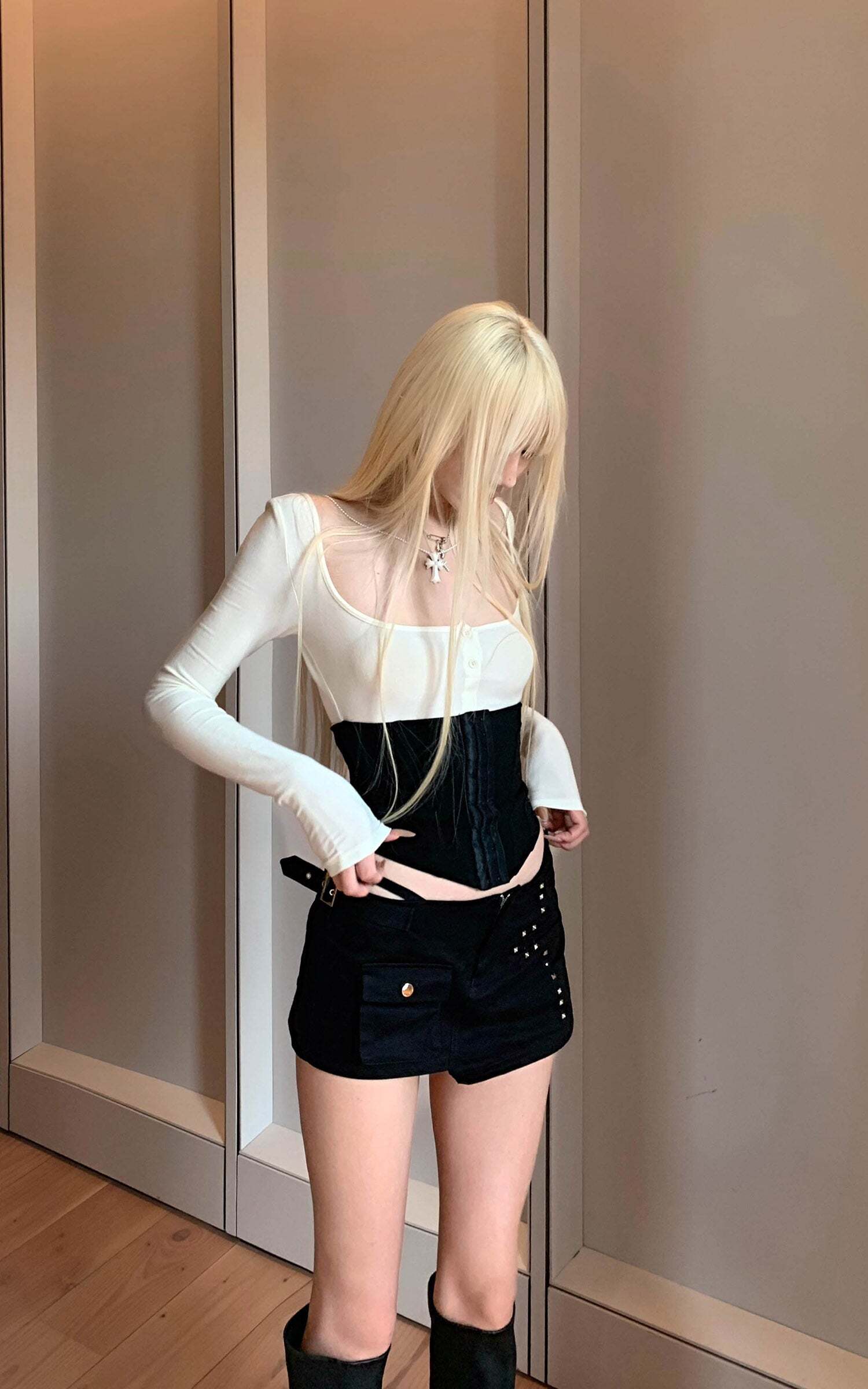 Rase le sol Studded Asymmetric Mini Skirt Rase le sol Studded Asymmetric Mini Skirt