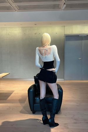 Rase le sol Studded Asymmetric Mini Skirt