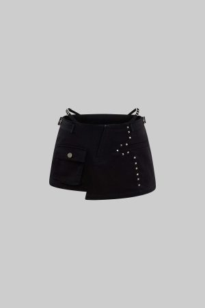 Rase le sol Studded Asymmetric Mini Skirt