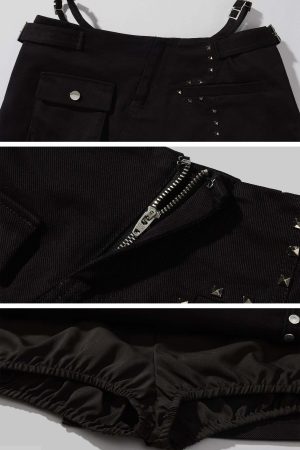 Rase le sol Studded Asymmetric Mini Skirt