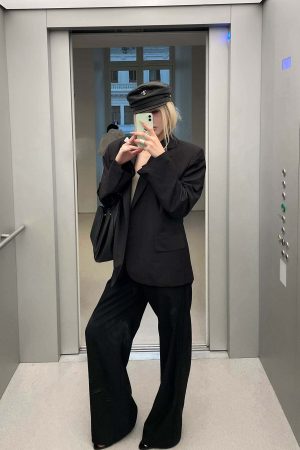 Rase le sol Suit Set Relaxed Straight Pants and Structured Blazer