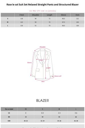 Rase le sol Suit Set Relaxed Straight Pants and Structured Blazer