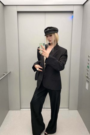 Rase le sol Suit Set Relaxed Straight Pants and Structured Blazer