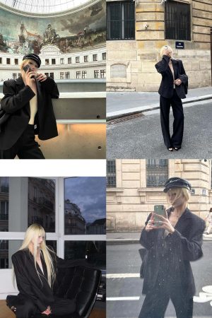 Rase le sol Suit Set Relaxed Straight Pants and Structured Blazer