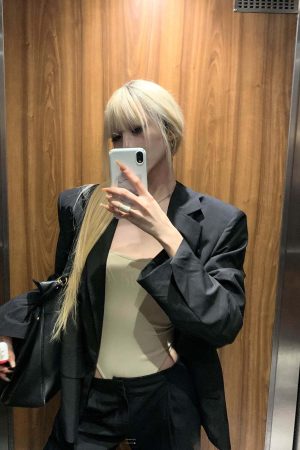 Rase le sol Suit Set Relaxed Straight Pants and Structured Blazer