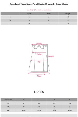 Rase le sol Tiered Lace-Panel Bustier Dress with Sheer Gloves