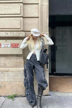 Rase le sol Utility Pocket Wide-Leg Cargo Pants