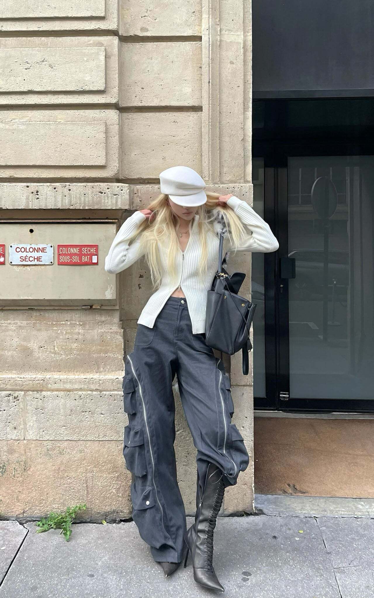 Rase le sol Utility Pocket Wide-Leg Cargo Pants Rase le sol Utility Pocket Wide-Leg Cargo Pants