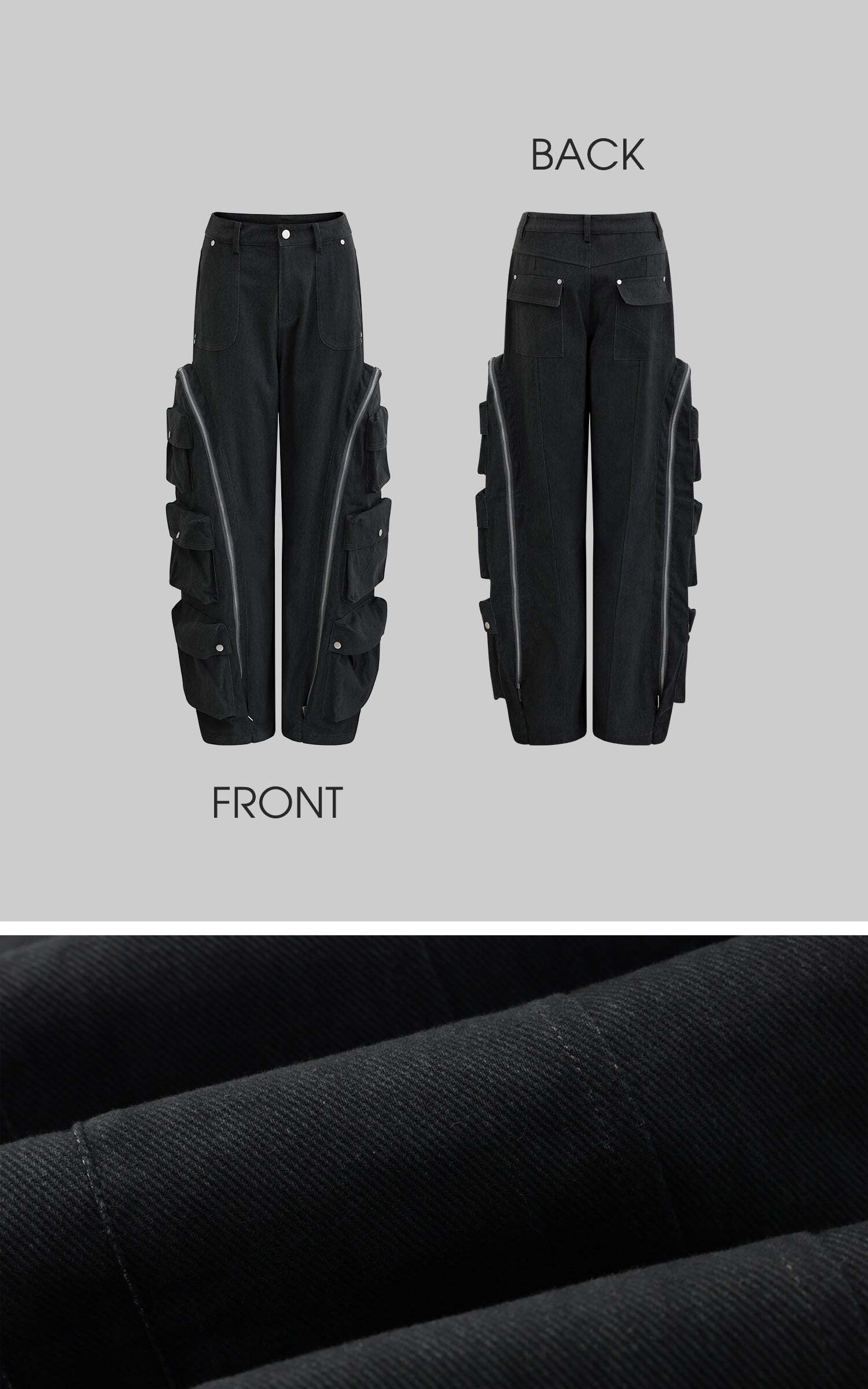 Rase le sol Utility Pocket Wide-Leg Cargo Pants Rase le sol Utility Pocket Wide-Leg Cargo Pants