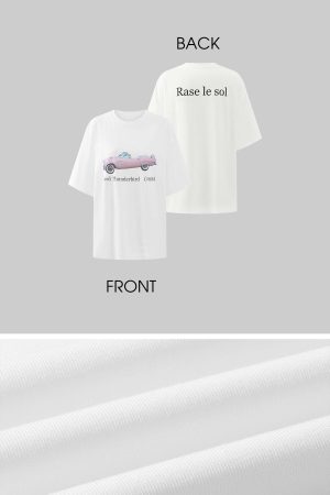 Rase le sol Vintage Convertible Car Graphic Oversized Gender-Neutral T-Shirt