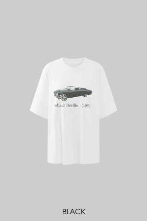 Rase le sol Vintage Convertible Car Graphic Oversized Gender-Neutral T-Shirt