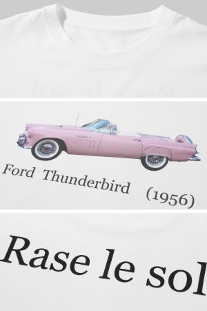 Rase le sol Vintage Convertible Car Graphic Oversized Gender-Neutral T-Shirt