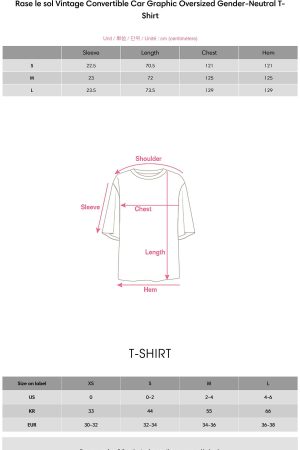 Rase le sol Vintage Convertible Car Graphic Oversized Gender-Neutral T-Shirt