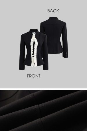 Rase le sol Vintage Ruffled Blazer & Mermaid Skirt Set