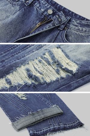 Rase Le Sol Vintage Washed Ripped Jeans