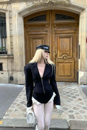 Rase le sol Waist-Tied Wool Blazer & Shorts Set