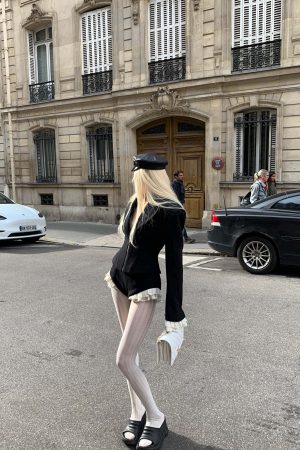 Rase le sol Waist-Tied Wool Blazer & Shorts Set