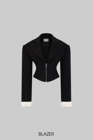 Rase le sol Waist-Tied Wool Blazer & Shorts Set