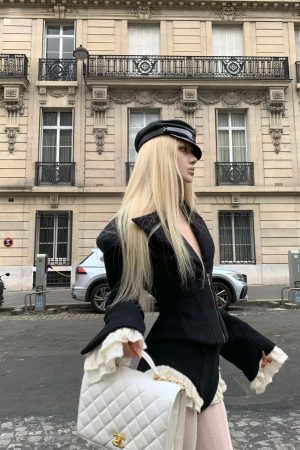 Rase le sol Waist-Tied Wool Blazer & Shorts Set