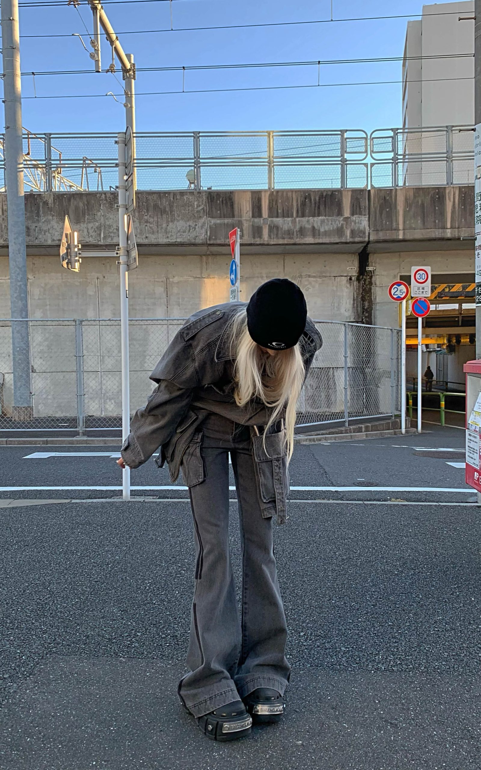 Rase le sol Washed Denim Utility Jacket Rase le sol Washed Denim Utility Jacket