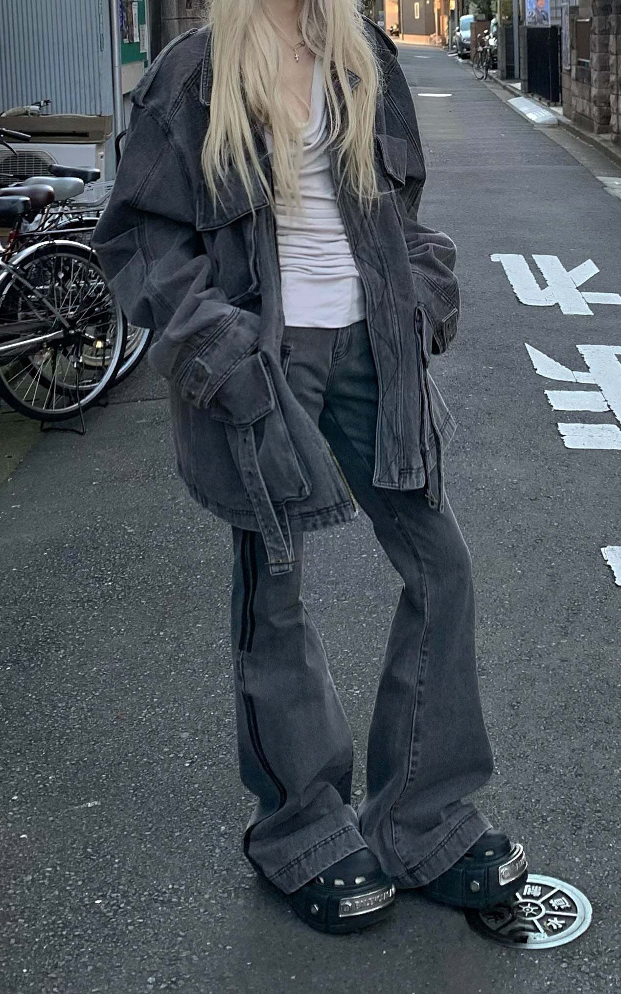 Rase le sol Washed Denim Utility Jacket Rase le sol Washed Denim Utility Jacket