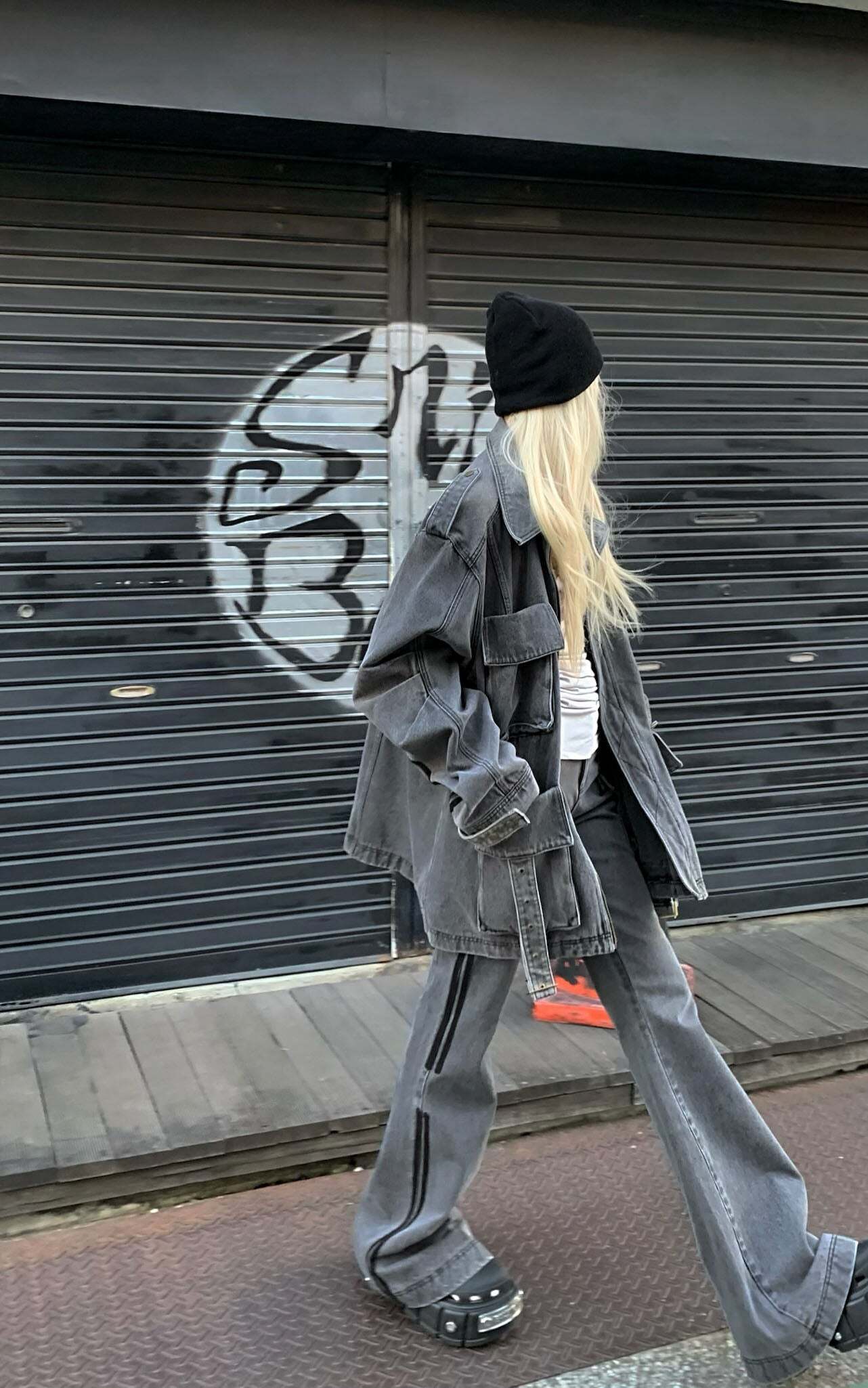 Rase le sol Washed Denim Utility Jacket Rase le sol Washed Denim Utility Jacket