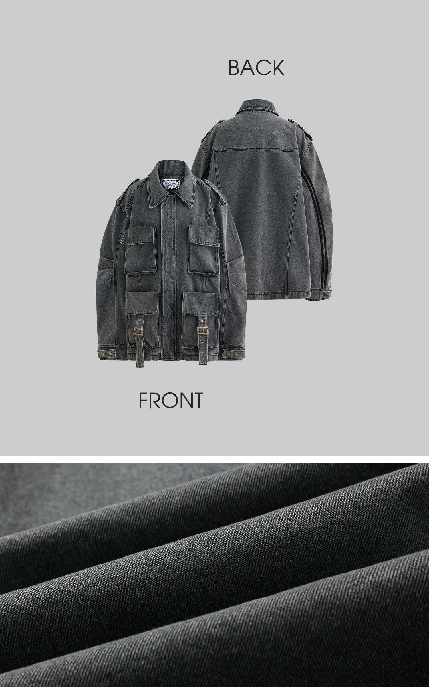 Rase le sol Washed Denim Utility Jacket Rase le sol Washed Denim Utility Jacket