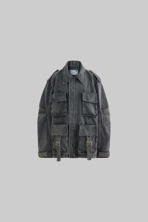 Rase le sol Washed Denim Utility Jacket
