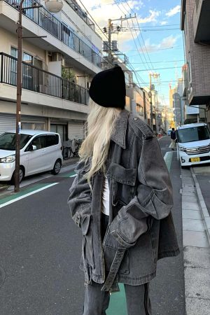 Rase le sol Washed Denim Utility Jacket