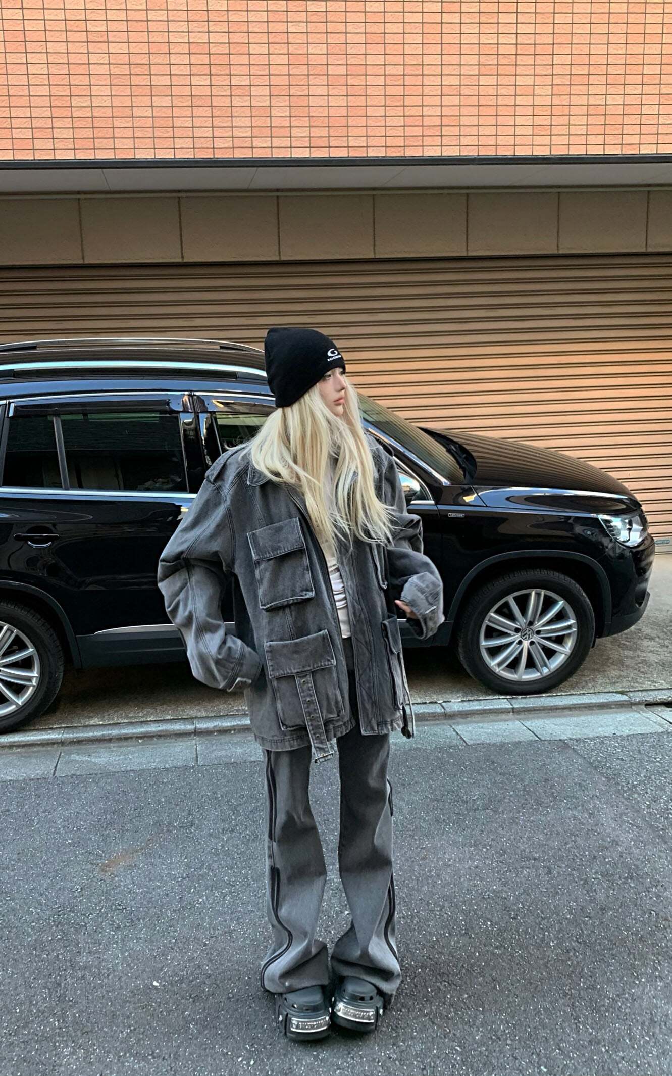 Rase le sol Washed Denim Utility Jacket Rase le sol Washed Denim Utility Jacket