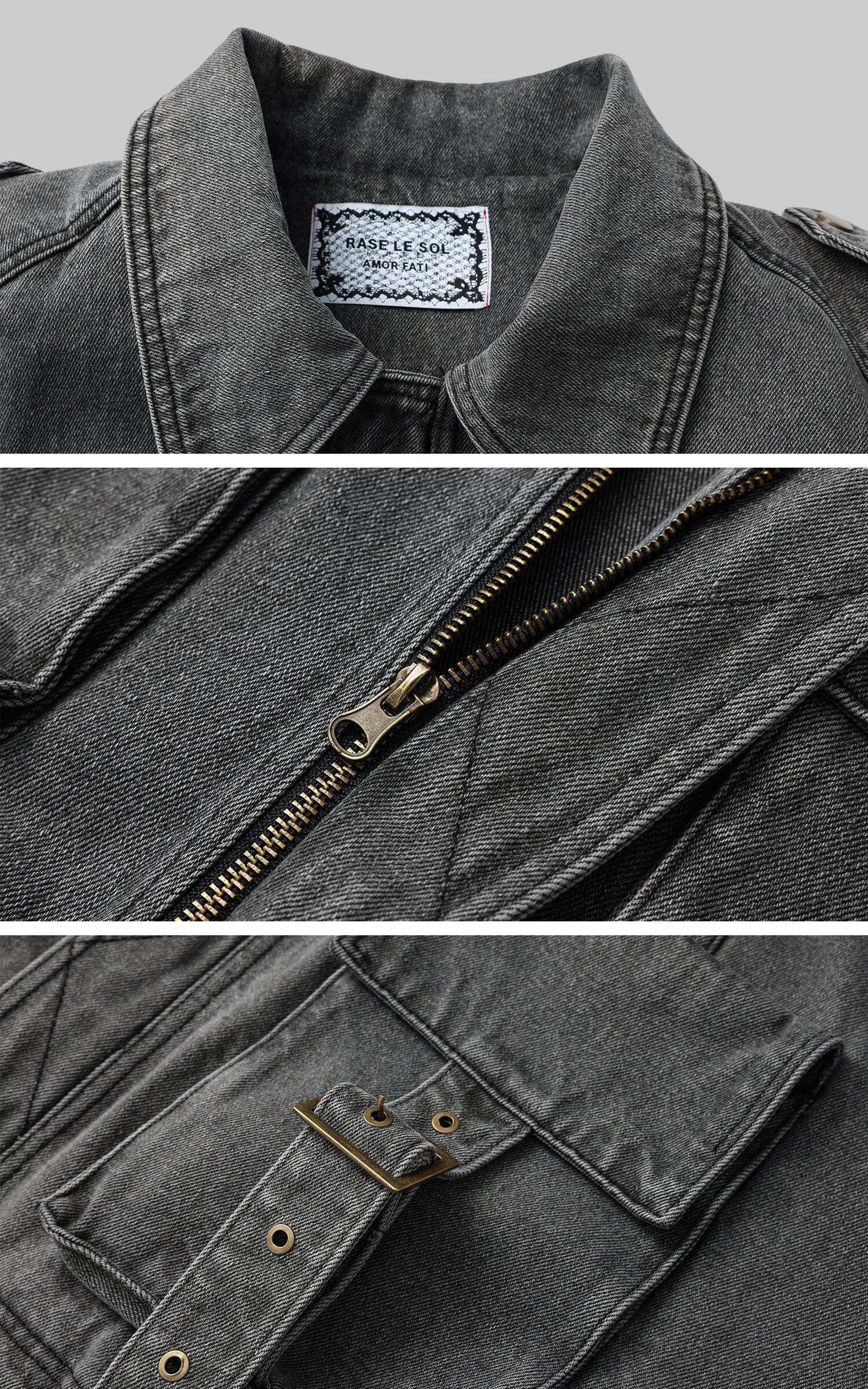 Rase le sol Washed Denim Utility Jacket Rase le sol Washed Denim Utility Jacket