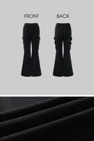 Rase le sol Washed Flare Cargo Pants with Multi Pockets