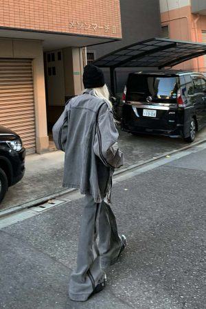 Rase le sol  Washed Gray Utility Denim Pants