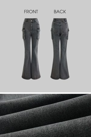 Rase le sol  Washed Gray Utility Denim Pants