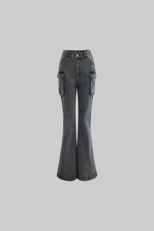Rase le sol  Washed Gray Utility Denim Pants