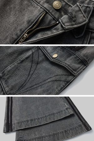 Rase le sol  Washed Gray Utility Denim Pants