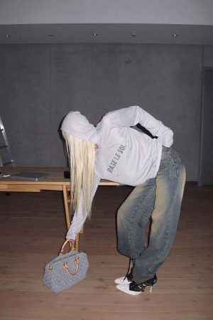 Rase le sol Washed Wide-Leg Denim Pants