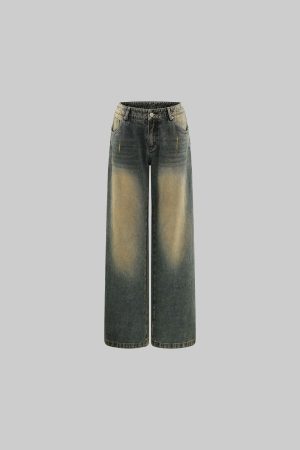 Rase le sol Washed Wide-Leg Denim Pants