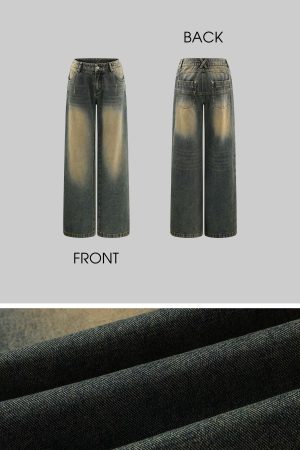 Rase le sol Washed Wide-Leg Denim Pants