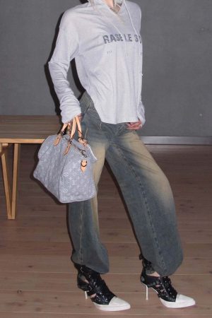 Rase le sol Washed Wide-Leg Denim Pants