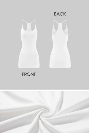 Rase le sol White Cross-Back Slim Knit Tank Top
